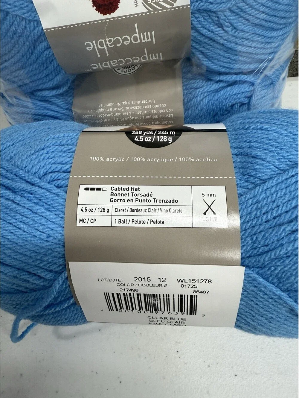 Loops & Threads Impeccable Yarn 100% Acrylic Clear Blue 3 Skein Lot